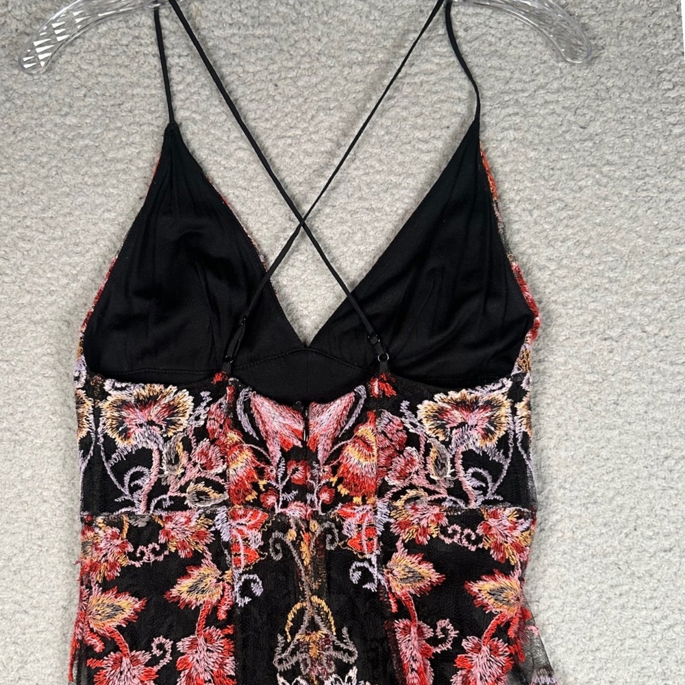 Free People Rising Sun Maxi Dress Women's 6 Warm Embroidered Floral Strappy Boho - Picture 6 of 15